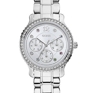  Shop Authentic Guess Enchanting Diamonds Silver Dial Silver Steel Strap Watch for Women - W0305L1 - Luxxuri