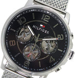  Shop Authentic Tommy Hilfiger Chronograph Black Dial Silver Mesh Bracelet Watch for Men - 1791292 - Luxxuri
