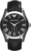  Shop Authentic Emporio Armani Valente Black Dial Black Leather Strap Watch For Men - AR0643 - Luxxuri