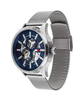  Shop Authentic Tommy Hilfiger Spencer Skeleton Black Dial Silver Mesh Bracelet Watch for Men - 1791643 - Luxxuri
