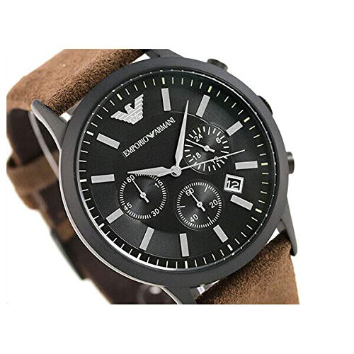  Shop Authentic Emporio Armani Chronograph Black Dial Brown Leather Strap Watch For Men - AR11078 - Luxxuri