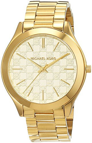 Shop Authentic Michael Kors Slim Runway Gold Dial Gold Steel Strap Watch for Women - MK3335 - Luxxuri