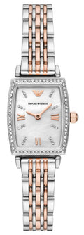  Shop Authentic Emporio Armani Gianni T Bar White Mother Of Pearl Dial Two Tone Steel Strap Watch For Women - AR11519 - Luxxuri
