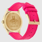  Shop Authentic Gucci G Timeless Quartz Pink Dial Pink Leather Strap Watch For Women - YA1264115 - Luxxuri