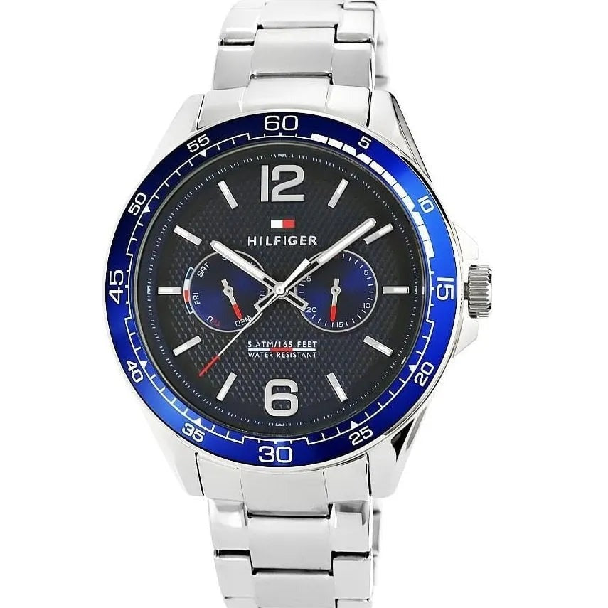  Shop Authentic Tommy Hilfiger Erik Chronograph Blue Dial Silver Steel Strap Watch for Men - 1791366 - Luxxuri