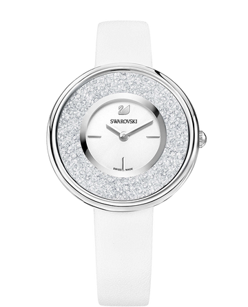  Shop Authentic Swarovski Crystalline Pure White Dial White Leather Strap Watch for Women - 5275046 - Luxxuri