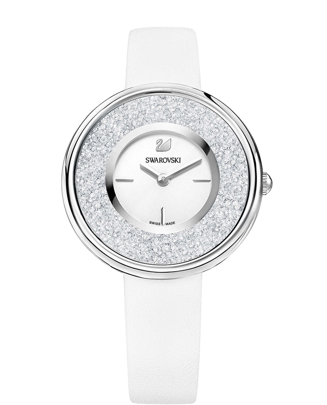  Shop Authentic Swarovski Crystalline Pure White Dial White Leather Strap Watch for Women - 5275046 - Luxxuri