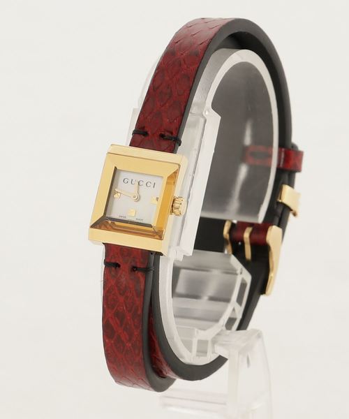 Gucci G Frame White Dial Red Leather Strap Watch For Women - YA128524