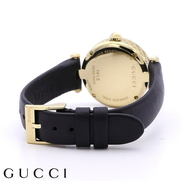  Shop Authentic Gucci Diamantissima Mother of Pearl Dial Black Leather Strap Watch For Women - YA141505 - Luxxuri