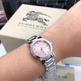  Shop Authentic Burberry The City Diamonds Pink Dial Silver Steel Strap Watch for Women - BU9223 - Luxxuri