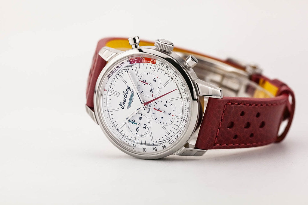 Shop Authentic Breitling Top Time B01 Ford Thunderbird White Dial Red Leather Strap Watch for Men - AB01766A1A1X1 - Luxxuri