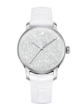  Shop Authentic Swarovski Crystalline Hours Silver Dial White Leather Strap Watch for Women - 5295383 - Luxxuri