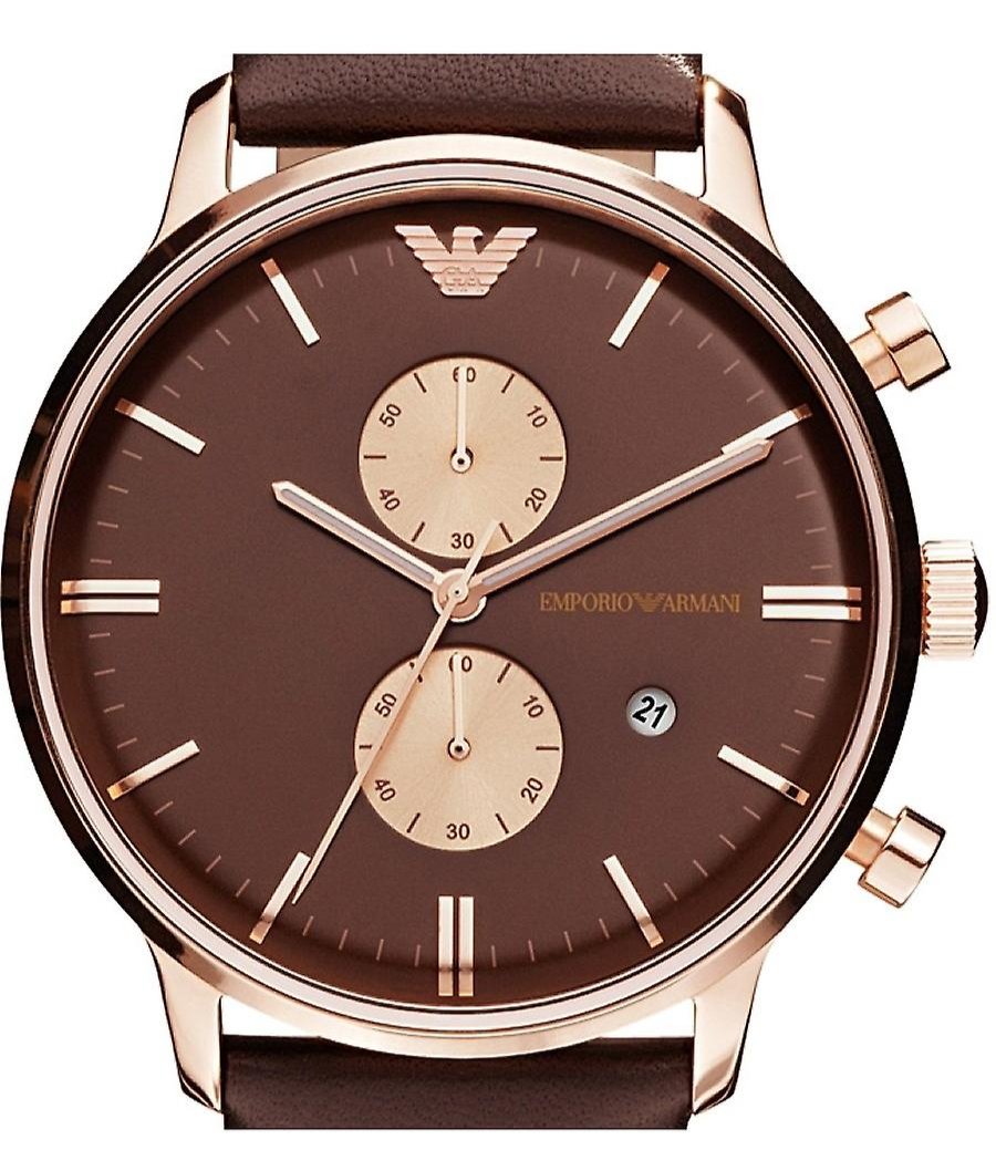  Shop Authentic Emporio Armani Classic Chronograph Brown Dial Brown Leather Strap Watch For Men - AR0387 - Luxxuri