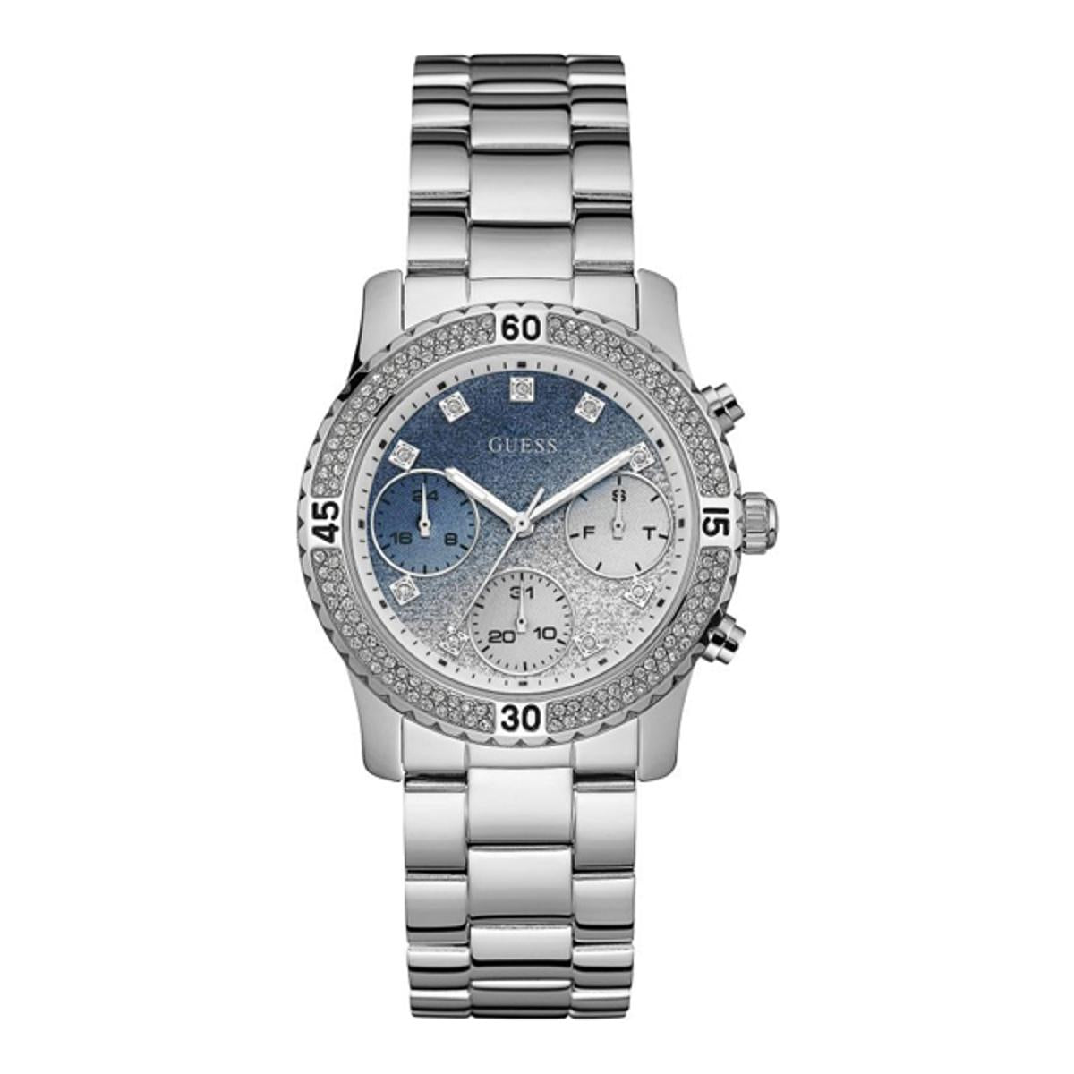  Shop Authentic Guess Confetti Diamonds Blue Dial Silver Steel Strap Watch for Women - W0774L6 - Luxxuri