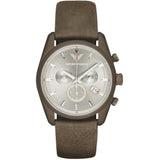  Shop Authentic Emporio Armani Sportivo Chronograph Silver Dial Brown Leather Strap Watch For Men - AR6076 - Luxxuri