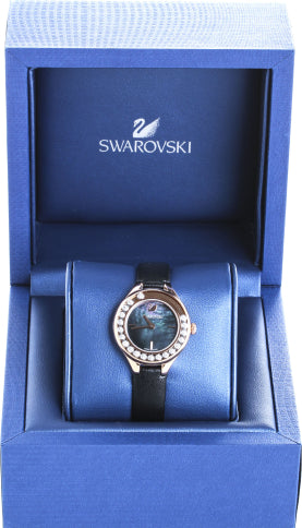  Shop Authentic Swarovski Lovely Crystals Analog Black Dial Black Leather Strap Watch for Women - 5301877 - Luxxuri
