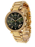 Shop Authentic Michael Kors Parker Chronograph Green Dial Gold Steel Strap Watch for Women - MK6263 - Luxxuri