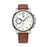  Shop Authentic Tommy Hilfiger Landon Chronograph White Dial Brown Leather Strap Watch for Men - 1791531 - Luxxuri