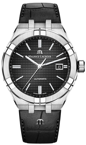  Shop Authentic Maurice Lacroix Aikon Date Automatic Black Dial Black Leather Strap Watch For Men - AI6008-SS001-330-1 - Luxxuri