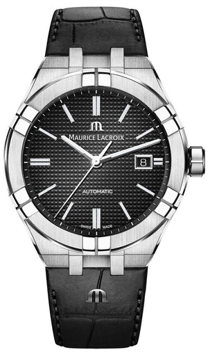  Shop Authentic Maurice Lacroix Aikon Date Automatic Black Dial Black Leather Strap Watch For Men - AI6008-SS001-330-1 - Luxxuri