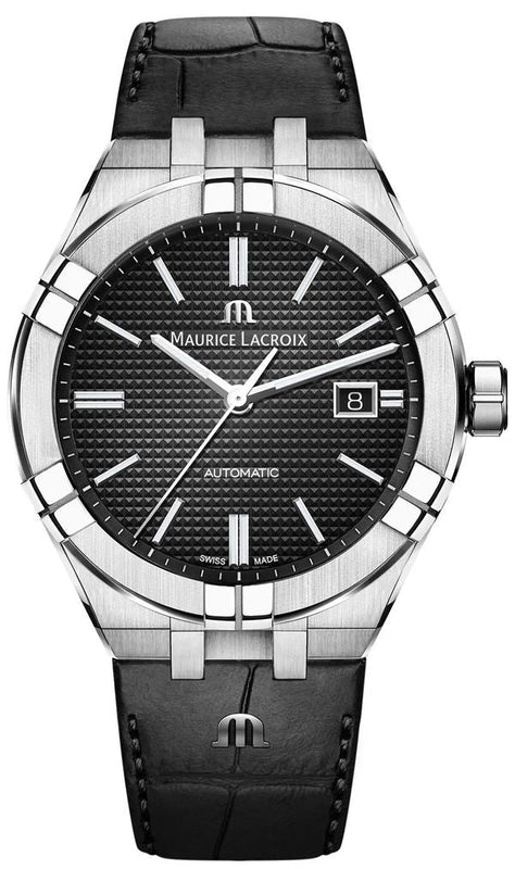 Shop Authentic Maurice Lacroix Aikon Date Automatic Black Dial Black Leather Strap Watch For Men - AI6008-SS001-330-1 - Luxxuri