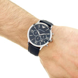  Shop Authentic Emporio Armani Giovanni T Bar Chronograph Quartz Blue Dial Blue Leather Strap Watch For Men - AR11226 - Luxxuri