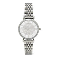 Emporio Armani Gianni T Bar White Crystal Pave Dial Silver Stainless Steel Strap Watch For Women - AR1925