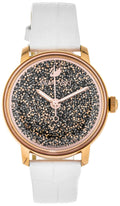  Shop Authentic Swarovski Crystalline Hours Quartz Grey Dial Black Leather Strap Watch for Women - 5344635 - Luxxuri