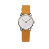  Shop Authentic Calvin Klein City Silver Dial Orange Leather Strap Watch for Women - K2G231G6 - Luxxuri