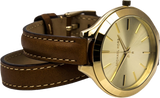  Shop Authentic Michael Kors Runway Gold Dial Brown Leather Strap Watch For Women - MK2256 - Luxxuri