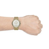  Shop Authentic Emporio Armani Aviator Chronograph Quartz Beige Dial Gold Mesh Bracelet Watch For Men - AR11315 - Luxxuri