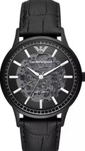  Shop Authentic Emporio Armani Meccanico Automatic Black Dial Black Leather Strap Watch For Men - AR60042 - Luxxuri
