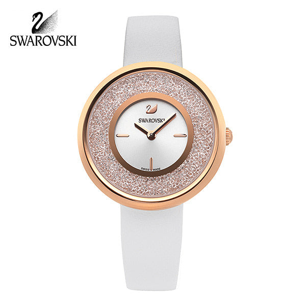 Shop Authentic Swarovski Crystalline Pure White Dial White Leather Strap Watch for Women - 5376083 - Luxxuri