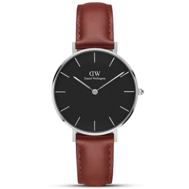  Shop Authentic Daniel Wellington Classic Petite St Mawes Black Dial Brown Leather Strap Watch For Women - DW00100181 - Luxxuri