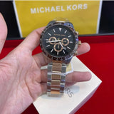  Shop Authentic Michael Kors Layton Chronograph Black Dial Two Tone Steel Strap Watch For Men - MK8913 - Luxxuri