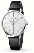 Shop Authentic Calvin Klein Even Silver Dial Black Leather Strap Watch for Men - K7B211CY - Luxxuri