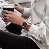  Shop Authentic Daniel Wellington Iconic Link Black Dial Silver Steel Strap Watch For Women - DW00100206 - Luxxuri