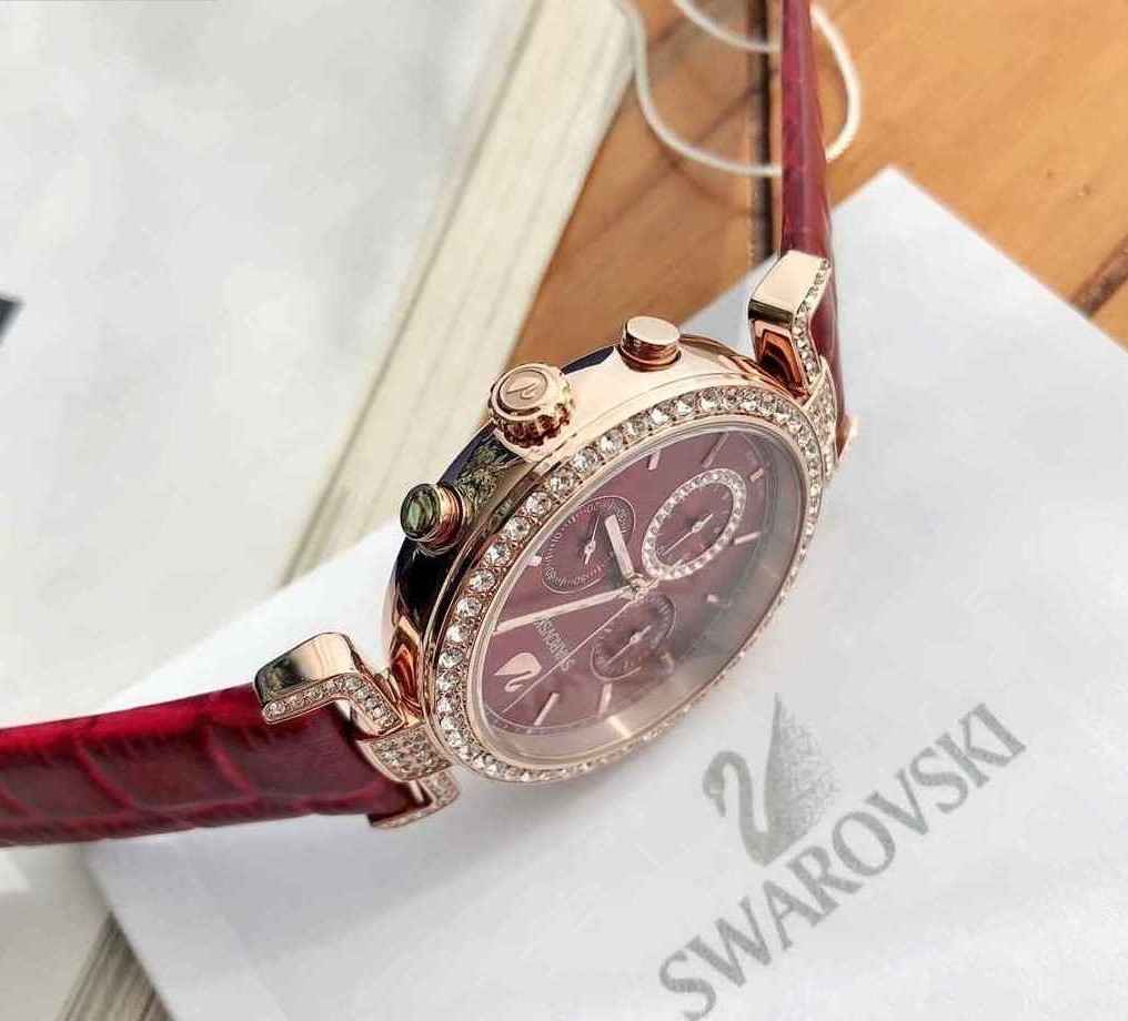  Shop Authentic Swarovski Era Journey Red Dial Red Leather Strap Watch for Women - 5416701 - Luxxuri