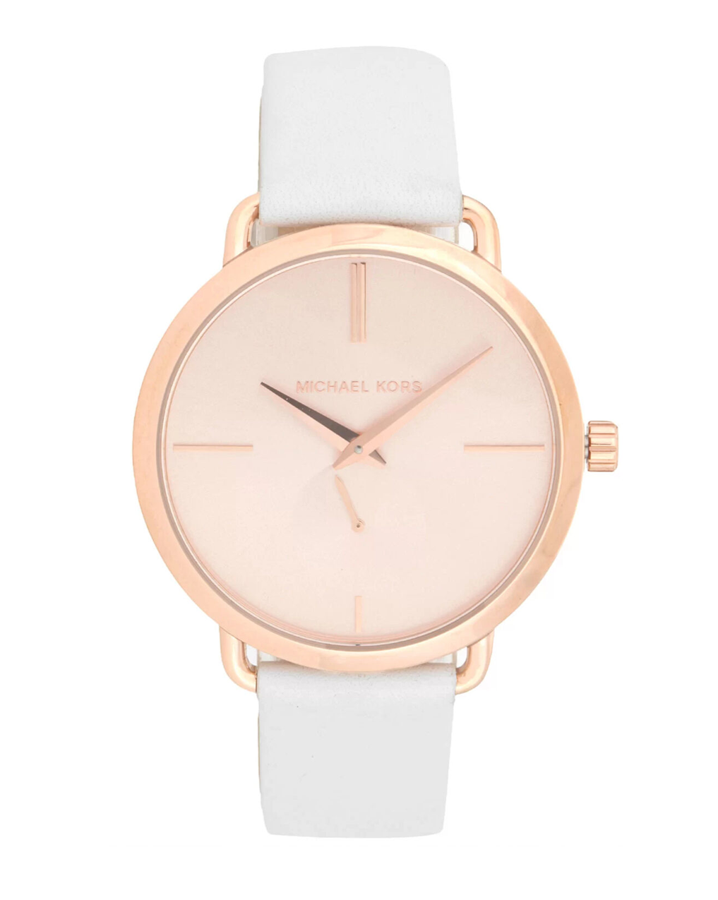  Shop Authentic Michael Kors Portia Rose Gold Dial White Leather Strap Watch For Women - MK2660 - Luxxuri