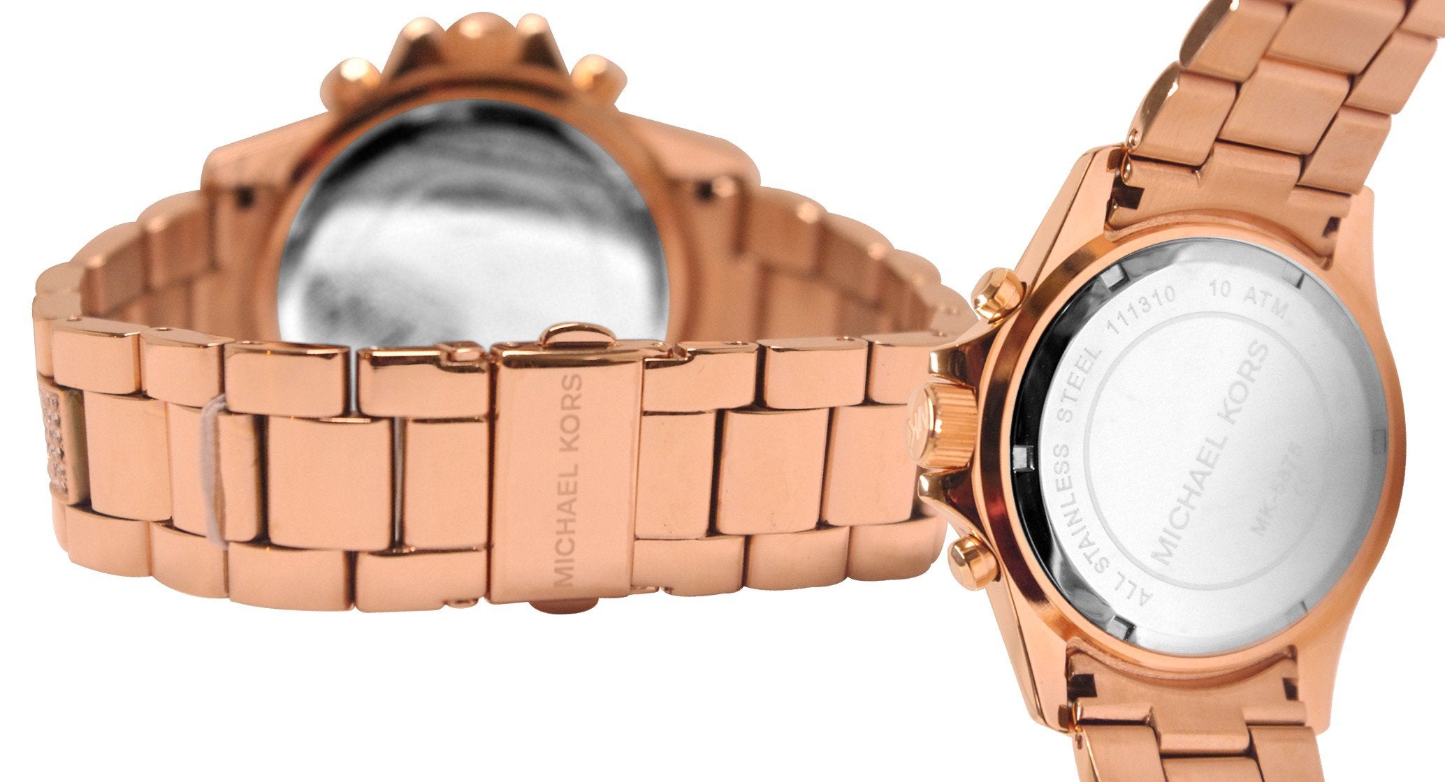 Michael Kors Everest Chronograph Black Dial Rose Gold Steel Strap Watch For Women - MK5875