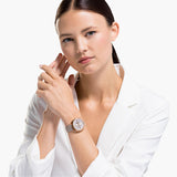  Shop Authentic Swarovski Crystalline Glam Silver Dial Grey Leather Strap Watch for Women - 5452455 - Luxxuri