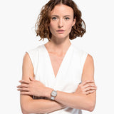  Shop Authentic Swarovski Crystalline Glam Silver Dial White Leather Strap Watch for Women - 5452459 - Luxxuri