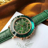  Shop Authentic Swarovski Octea Lux Chrono Emerald Green Dial Green Leather Strap Watch for Women - 5452498 - Luxxuri