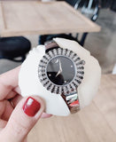  Shop Authentic Swarovski Crystal Rose Black Dial Silver Steel Strap Watch for Women - 5484076 - Luxxuri