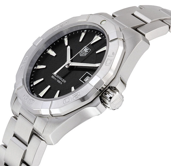  Shop Authentic Tag Heuer Aquaracer Quartz Black Dial Silver Steel Strap Watch for Men - WAY1110.BA0928 - Luxxuri