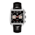 Tag Heuer Monaco Automatic Chronograph Black Dial Black Leather Strap Watch for Men - CBL2113.FC6177
