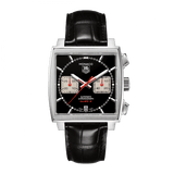  Shop Authentic Tag Heuer Monaco Automatic Chronograph Black Dial Black Leather Strap Watch for Men - CBL2113.FC6177 - Luxxuri