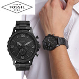  Shop Authentic Fossil Nate Chronograph Black Dial Black Steel Strap Watch for Men - JR1401 - Luxxuri