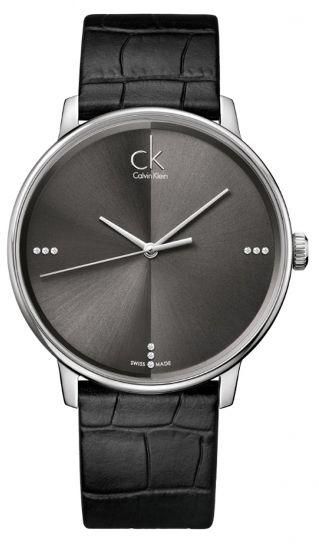  Shop Authentic Calvin Klein Accent Black Dial Black Leather Strap Watch for Men - K2Y2X1CU - Luxxuri