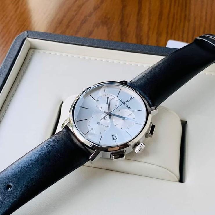  Shop Authentic Calvin Klein Posh Silver Dial Black Leather Strap Watch for Men - K8Q371C6 - Luxxuri